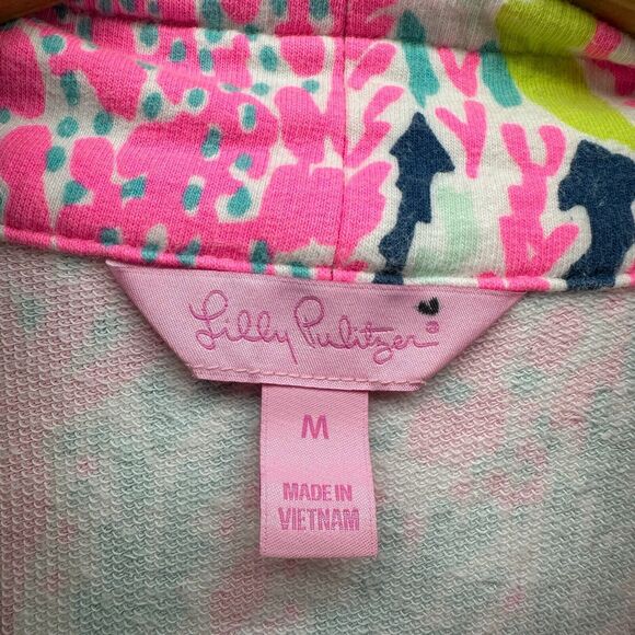 Lilly Pulitzer Skipper Popover Size M Let's Cha Cha Multicolor Print 1/2 Zip - Picture 12 of 13
